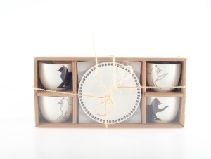 Koffiekopjes - Set van 4 - Zwart-Witte Kattenschotels – Keramiek