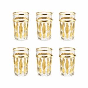 Luxe Theeglazen met Gouden Bladmotief – Set van 2 – 175 ml – Hoogte 10 cm – Diameter 6 cm
