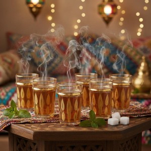 	 Luxe Theeglazen met Gouden Bladmotief – Set van 2 – 175 ml – Hoogte 10 cm – Diameter 6 cm