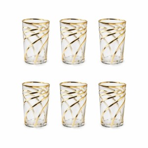 Luxe Theeglazen met Gouden Spiraalpatroon – Set van 2 – 175 ml – Hoogte 10 cm – Diameter 6 cm