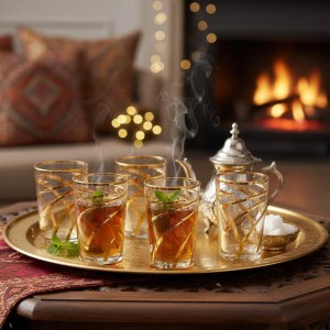 	 Luxe Theeglazen met Gouden Spiraalpatroon – Set van 2 – 175 ml – Hoogte 10 cm – Diameter 6 cm