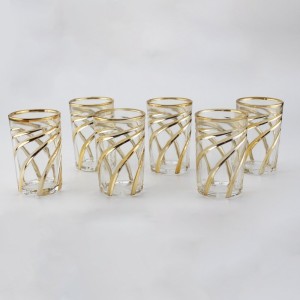 	 Luxe Theeglazen met Gouden Spiraalpatroon – Set van 2 – 175 ml – Hoogte 10 cm – Diameter 6 cm