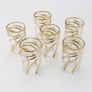 	 Luxe Theeglazen met Gouden Spiraalpatroon – Set van 2 – 175 ml – Hoogte 10 cm – Diameter 6 cm