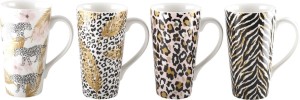Luxe Mokken Set – Dierenprint – Set van 4 – Trendy en Stijlvol Design