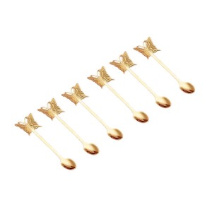Gouden Papillon Dessertlepels - Theelepels – Set van 6 | Aulica | Vlinderdetail | RVS