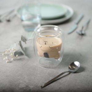 Dubbelwandige Glazen Koffiekopjes met Berenvorm – Set van 2 – 250ml