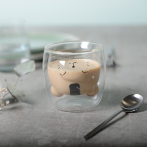 Dubbelwandige Glazen Koffiekopjes met Berenvorm – Set van 2 – 250ml