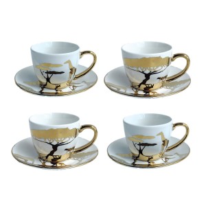 Dorée Savanne Koffiekopjes en Subassess - set van 4
