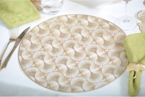 RONDE GOUDEN PLACEMAT GINKO 2 stuks