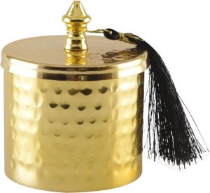 Jasmijn geurkaars in gehamerd gouden metalen doosje 8*10CM,