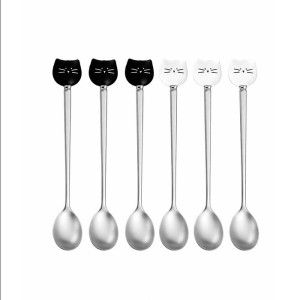 Set van 6 Kattenlepels – Wit & Zwart – AULICA – Elegant en Speels Design
