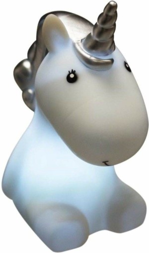 Atmosphera Nachtlampje LED - Unicorn - zilver - kunststof - 12 x 7 x 13.5 cm - kinderkamer