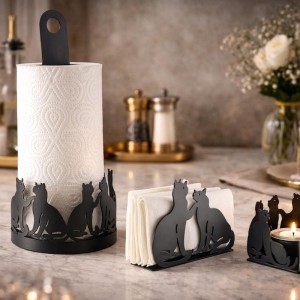 Luxe Keukenrolhouder met Katten Design – Speels en Stijlvol 14x14x31cm