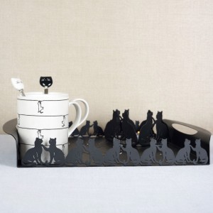 Zwarte kat dienblad 40X30X5CM