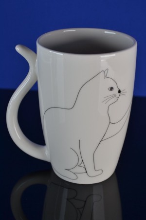 Katten Mokken Set van 2 – Porselein – Zwart Wit Design – 12 cm – Koffie & Thee Mokken met Uniek Oor