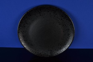 Luxe Mat Zwart Bord met Glas Spikkels – Ø 21 cm – Modern & Uniek Design